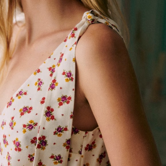 Sézane Lara Floral Tie Bow Straps Sleeveless Blouse | Sz 40 (US 8) | Mindy Print - Picture 3 of 16